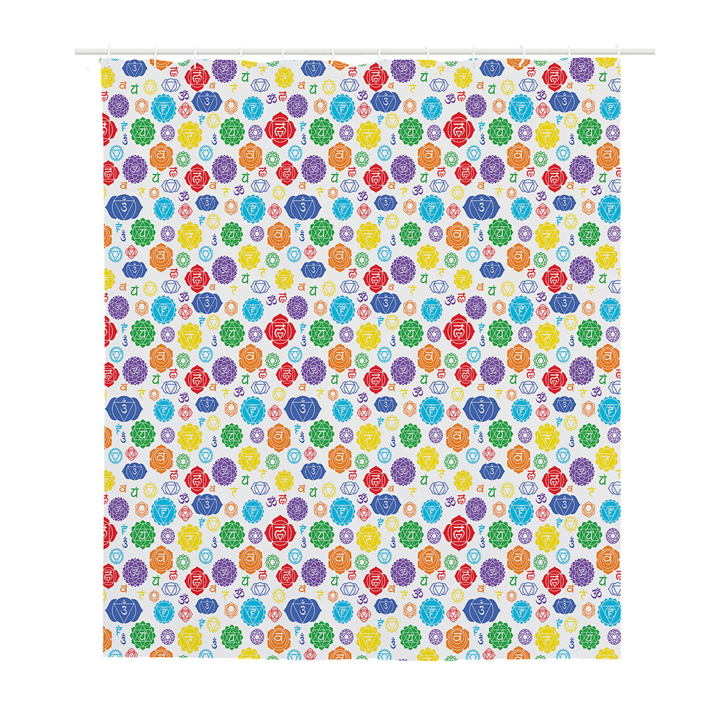 Seven Chakra Symbols Pattern Print Polyester Shower Curtain
