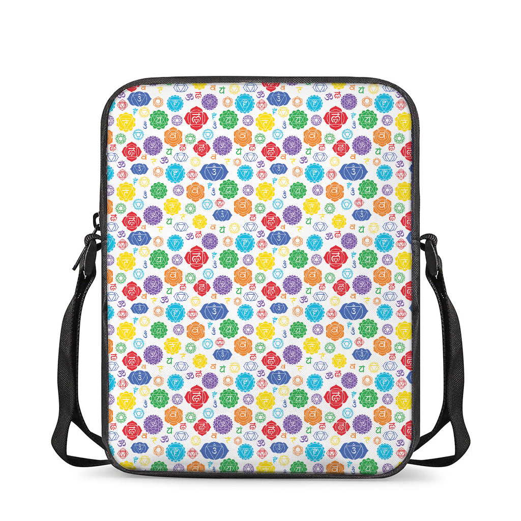 Seven Chakra Symbols Pattern Print Rectangular Crossbody Bag