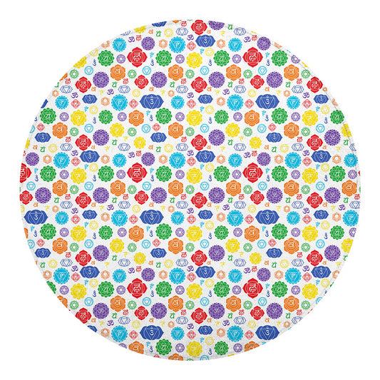 Seven Chakra Symbols Pattern Print Round Blanket