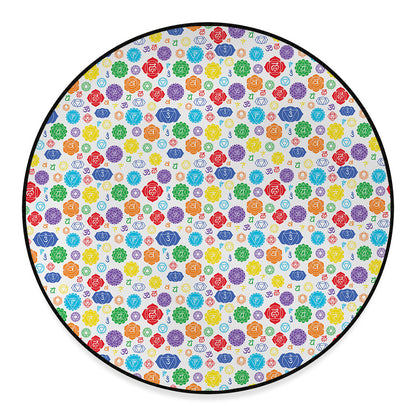 Seven Chakra Symbols Pattern Print Round Floor Mat
