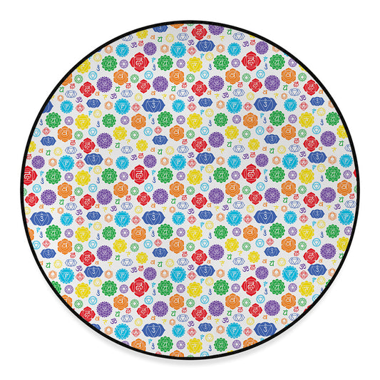 Seven Chakra Symbols Pattern Print Round Floor Mat