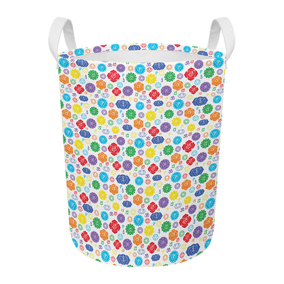 Seven Chakra Symbols Pattern Print Round Laundry Basket