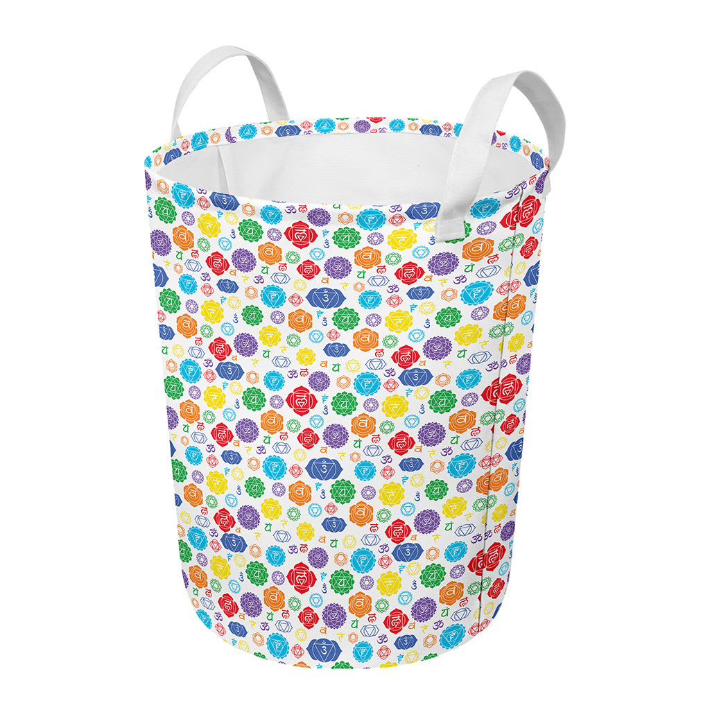 Seven Chakra Symbols Pattern Print Round Laundry Basket