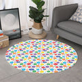 Seven Chakra Symbols Pattern Print Round Rug
