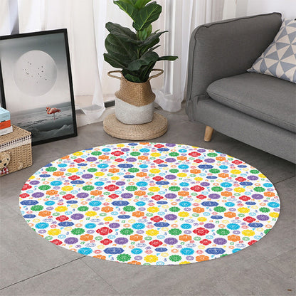 Seven Chakra Symbols Pattern Print Round Rug