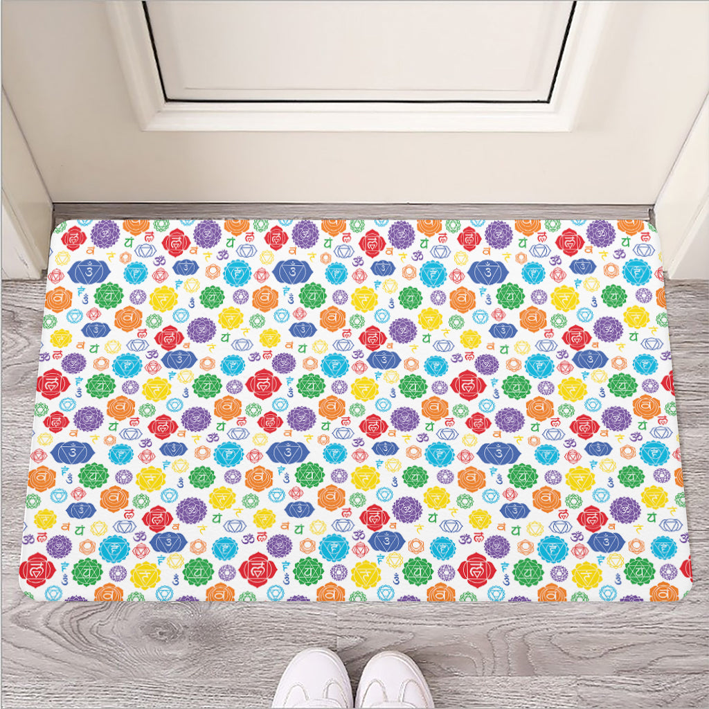 Seven Chakra Symbols Pattern Print Rubber Doormat