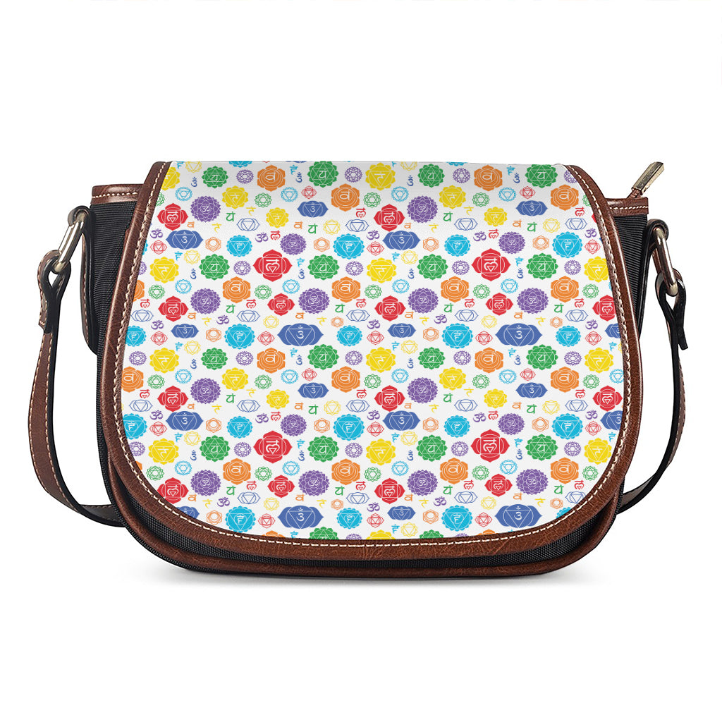 Seven Chakra Symbols Pattern Print Saddle Bag