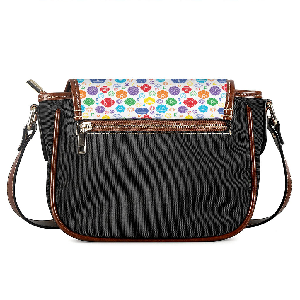 Seven Chakra Symbols Pattern Print Saddle Bag