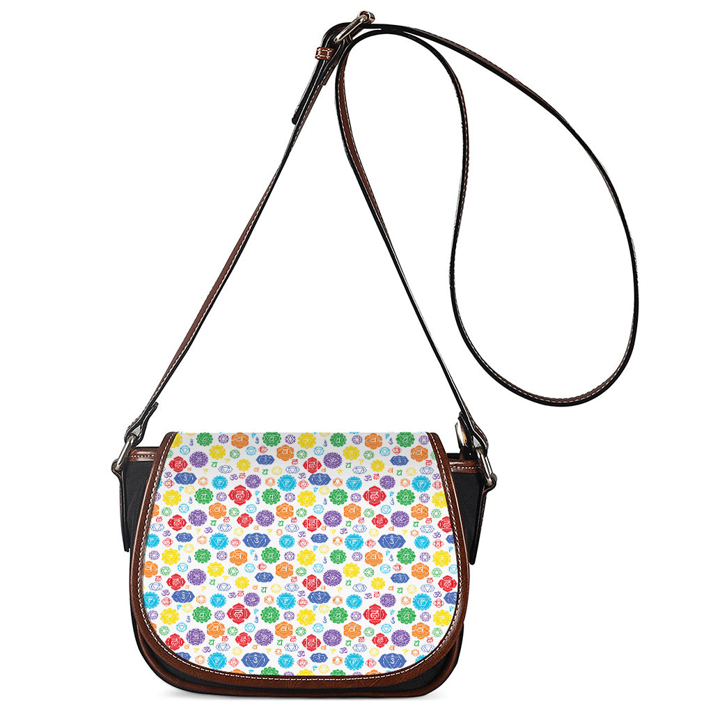 Seven Chakra Symbols Pattern Print Saddle Bag