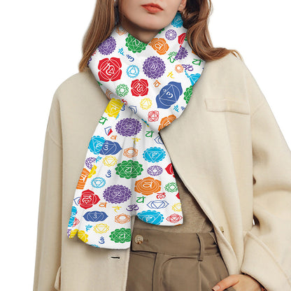 Seven Chakra Symbols Pattern Print Scarf