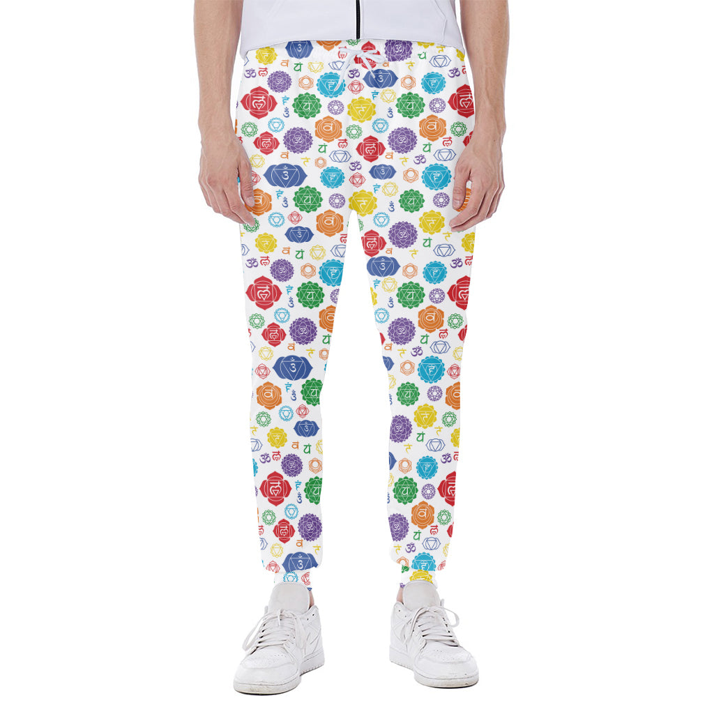 Seven Chakra Symbols Pattern Print Scuba Joggers