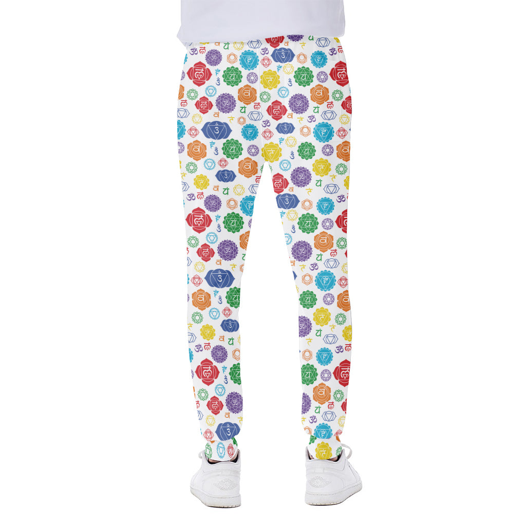 Seven Chakra Symbols Pattern Print Scuba Joggers