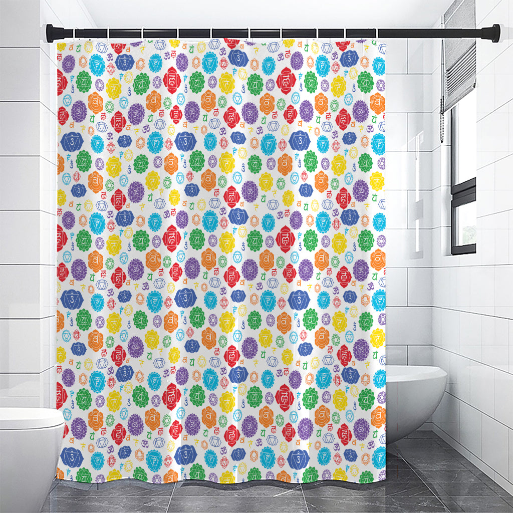 Seven Chakra Symbols Pattern Print Shower Curtain