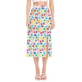 Seven Chakra Symbols Pattern Print Side Slit Midi Skirt