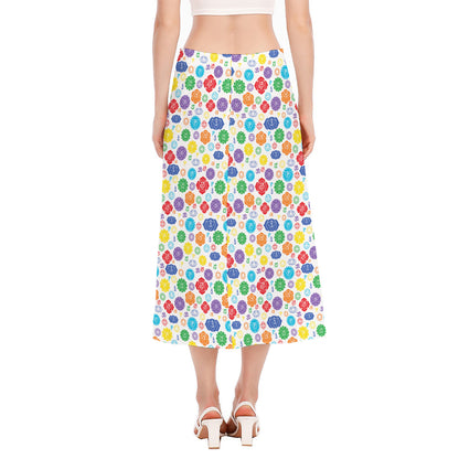 Seven Chakra Symbols Pattern Print Side Slit Midi Skirt