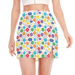 Seven Chakra Symbols Pattern Print Side Slit Mini Skirt