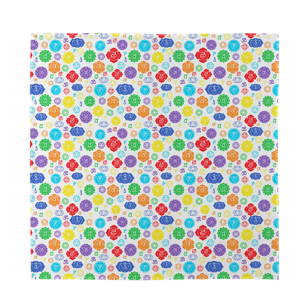 Seven Chakra Symbols Pattern Print Silk Bandana