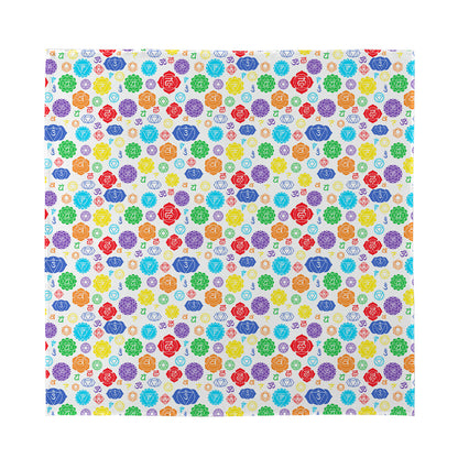 Seven Chakra Symbols Pattern Print Silk Bandana