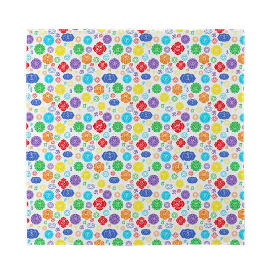 Seven Chakra Symbols Pattern Print Silk Bandana
