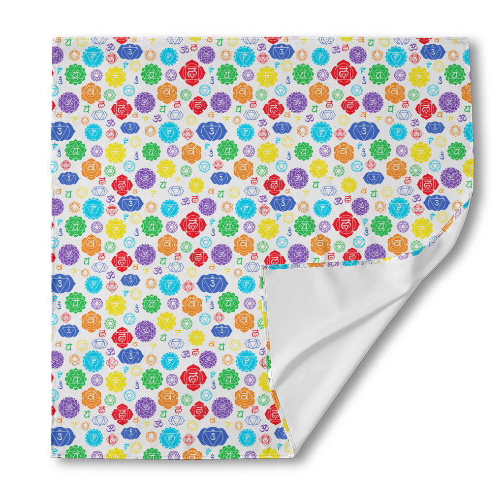 Seven Chakra Symbols Pattern Print Silk Bandana
