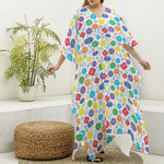 Seven Chakra Symbols Pattern Print Silk V-Neck Kaftan Dress