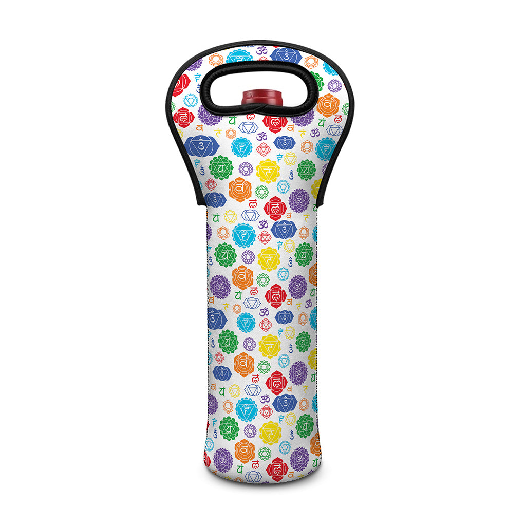 Seven Chakra Symbols Pattern Print Single Neoprene Wine Tote
