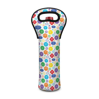 Seven Chakra Symbols Pattern Print Single Neoprene Wine Tote