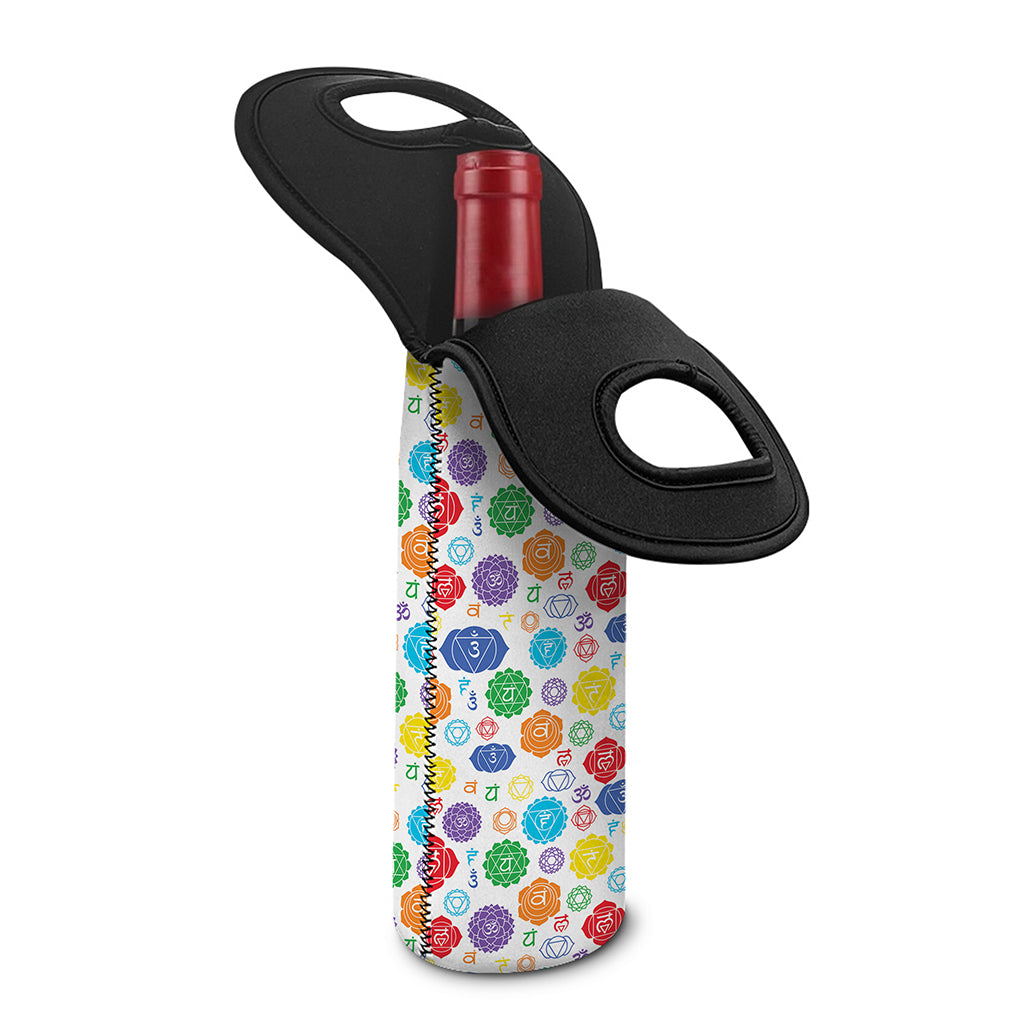 Seven Chakra Symbols Pattern Print Single Neoprene Wine Tote