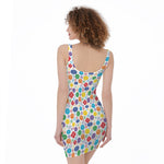 Seven Chakra Symbols Pattern Print Sleeveless Bodycon Dress