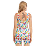 Seven Chakra Symbols Pattern Print Sleeveless One Piece Swimsuit