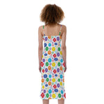 Seven Chakra Symbols Pattern Print Slim Fit Midi Cami Dress