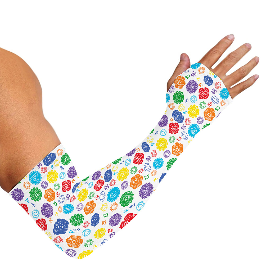 Seven Chakra Symbols Pattern Print Sun Protection Arm Sleeves