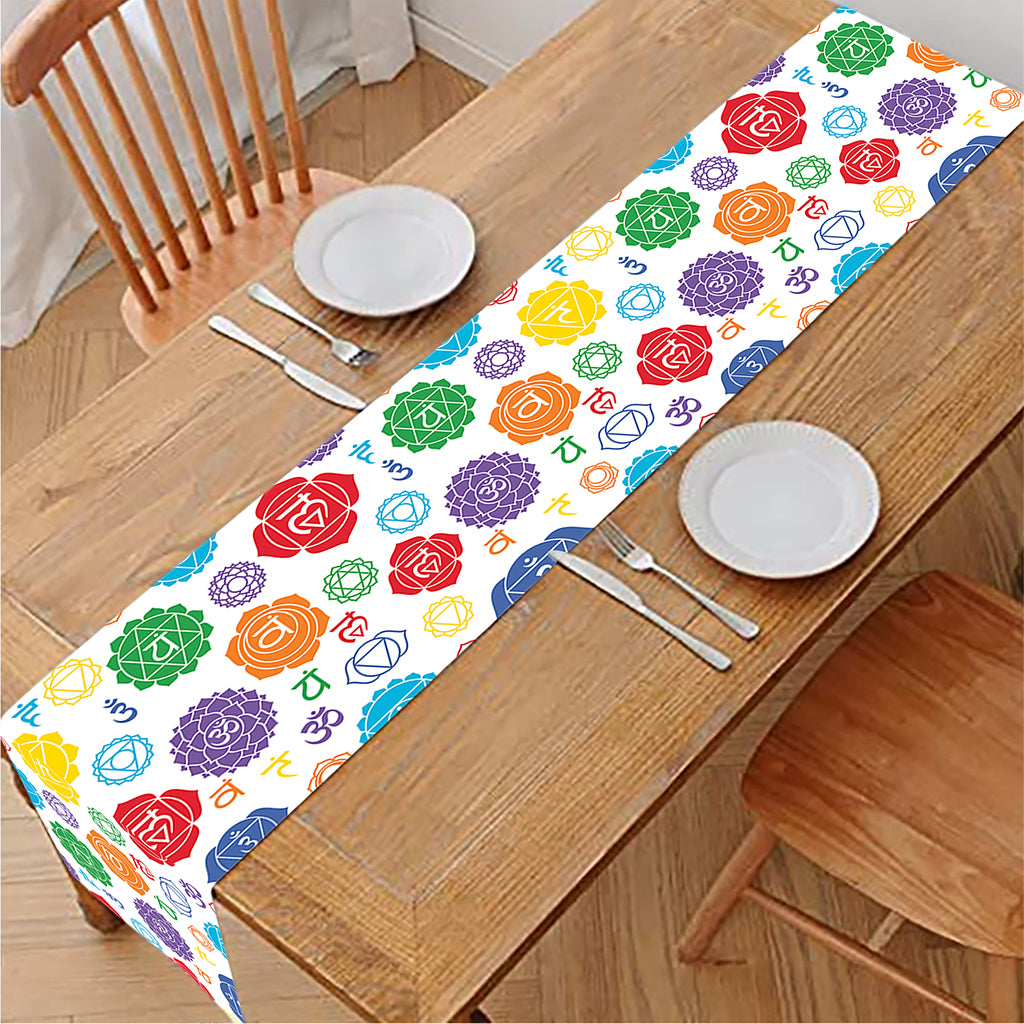 Seven Chakra Symbols Pattern Print Table Runner