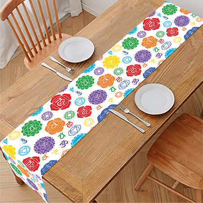 Seven Chakra Symbols Pattern Print Table Runner