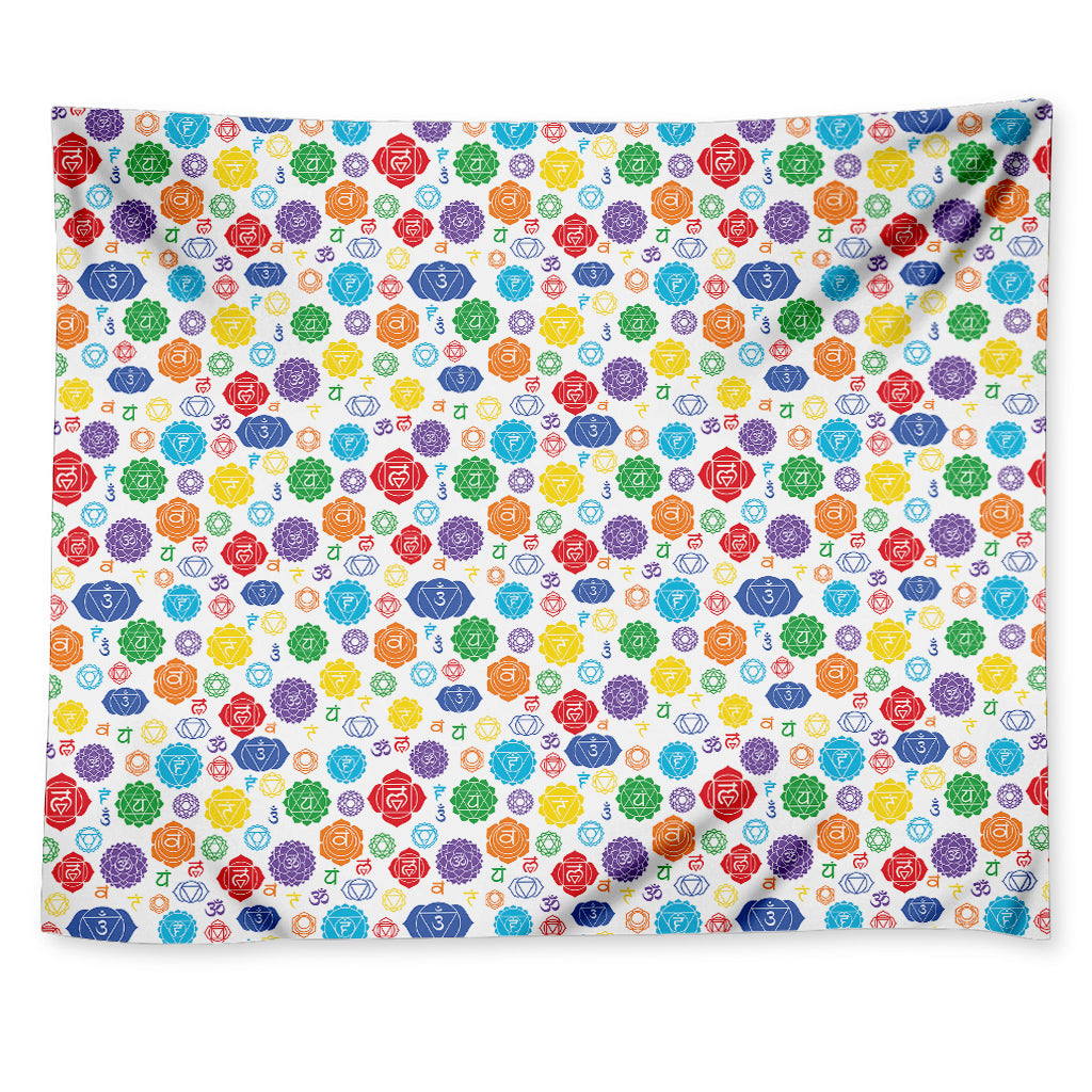 Seven Chakra Symbols Pattern Print Tapestry