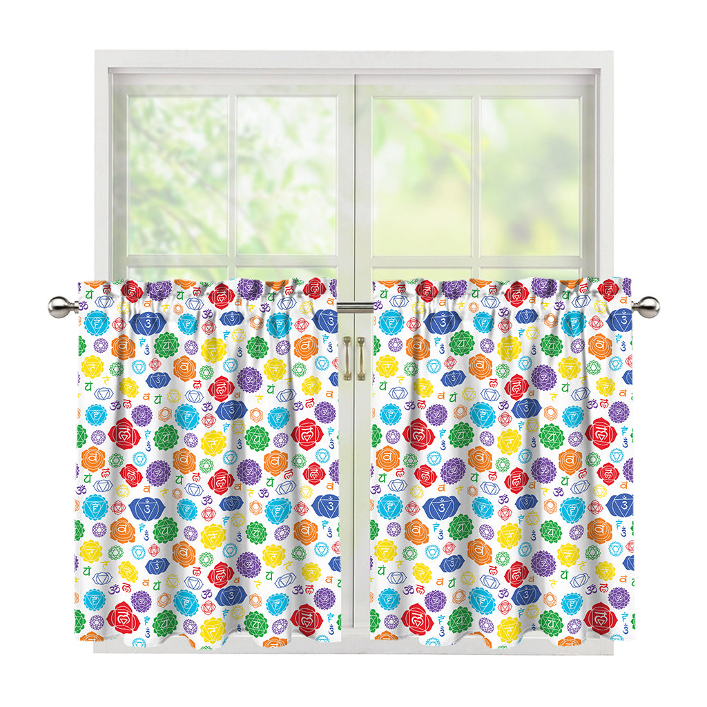 Seven Chakra Symbols Pattern Print Tier Curtains