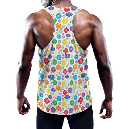 Seven Chakra Symbols Pattern Print Training Tank Top