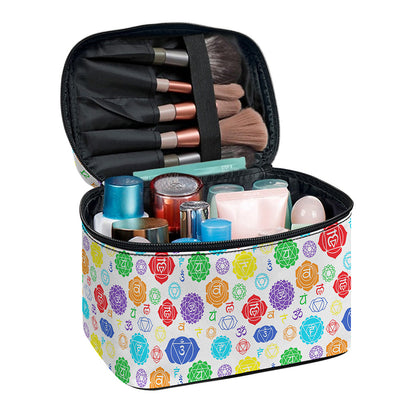 Seven Chakra Symbols Pattern Print Travel Makeup Bag