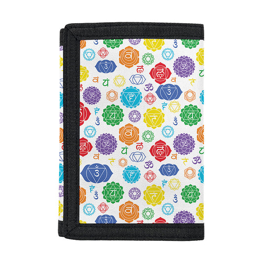 Seven Chakra Symbols Pattern Print Trifold Wallet