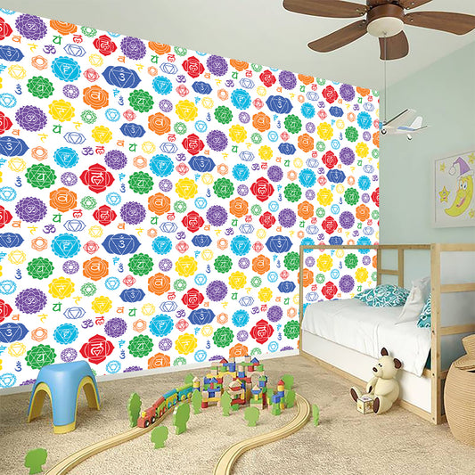 Seven Chakra Symbols Pattern Print Wall Sticker