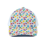 Seven Chakra Symbols Pattern Print White Mesh Trucker Cap