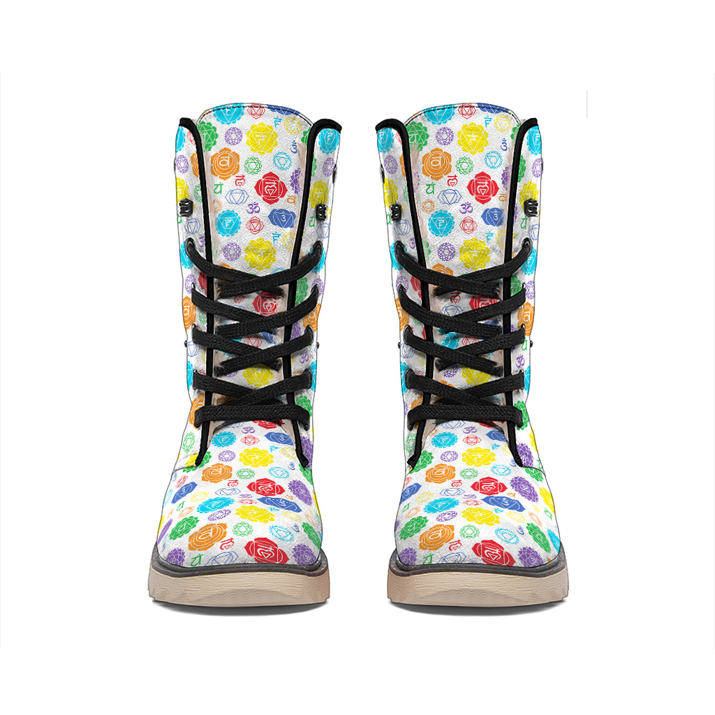 Seven Chakra Symbols Pattern Print Winter Boots