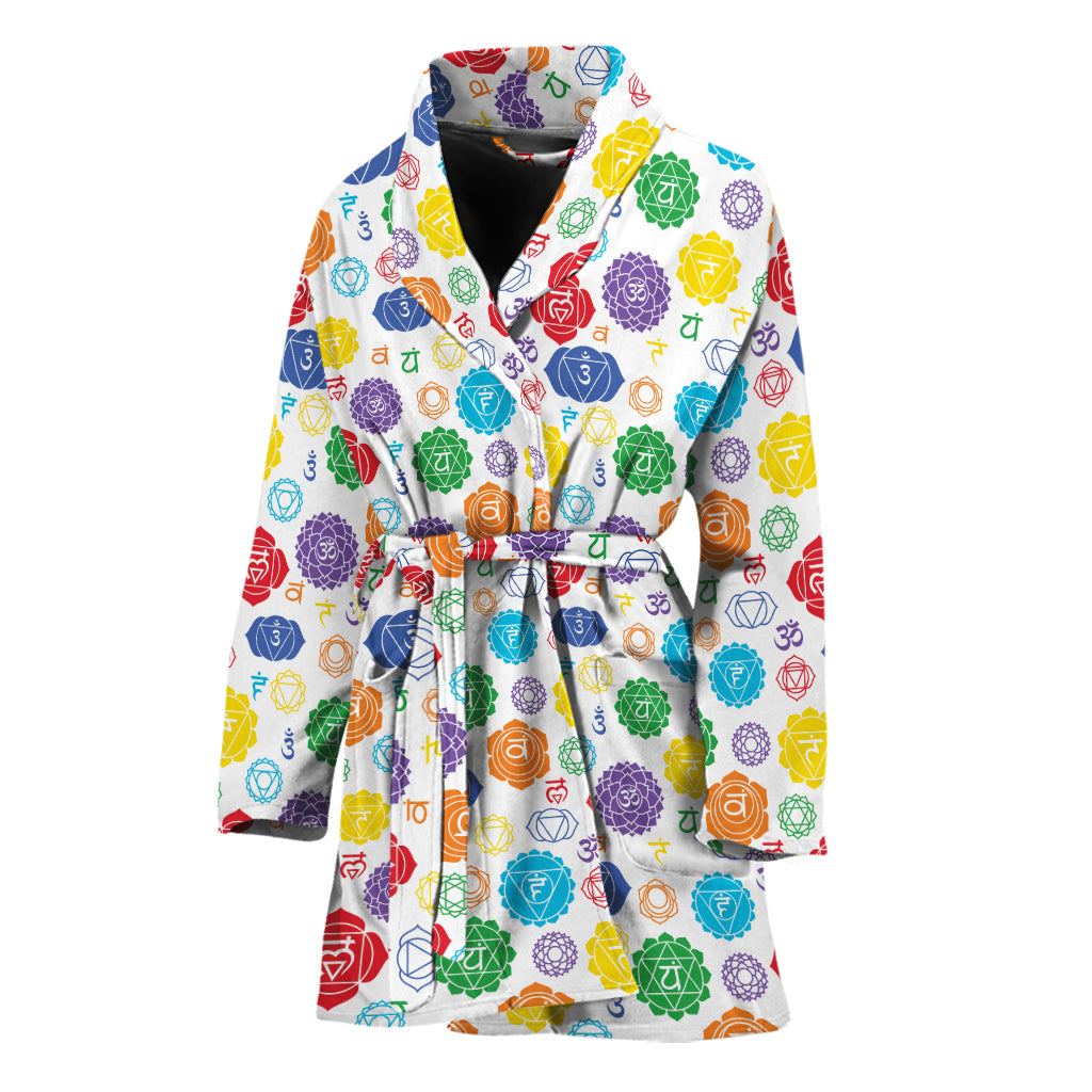 Seven Chakra Symbols Pattern Print Women's Bathrobe