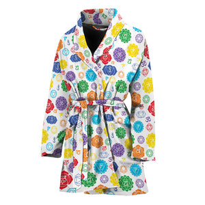 Seven Chakra Symbols Pattern Print Women's Bathrobe