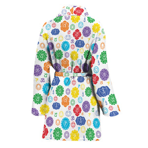 Seven Chakra Symbols Pattern Print Women's Bathrobe