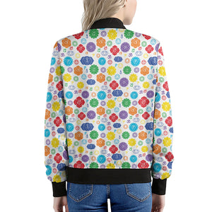 Seven Chakra Symbols Pattern Print Women's Bomber Jacket