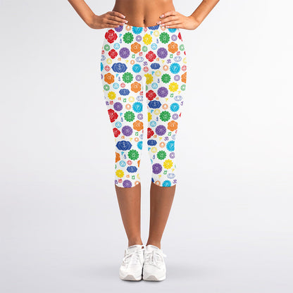 Seven Chakra Symbols Pattern Print Women's Capri Leggings