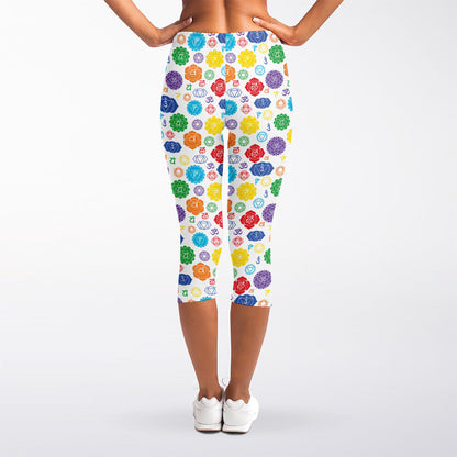 Seven Chakra Symbols Pattern Print Women's Capri Leggings