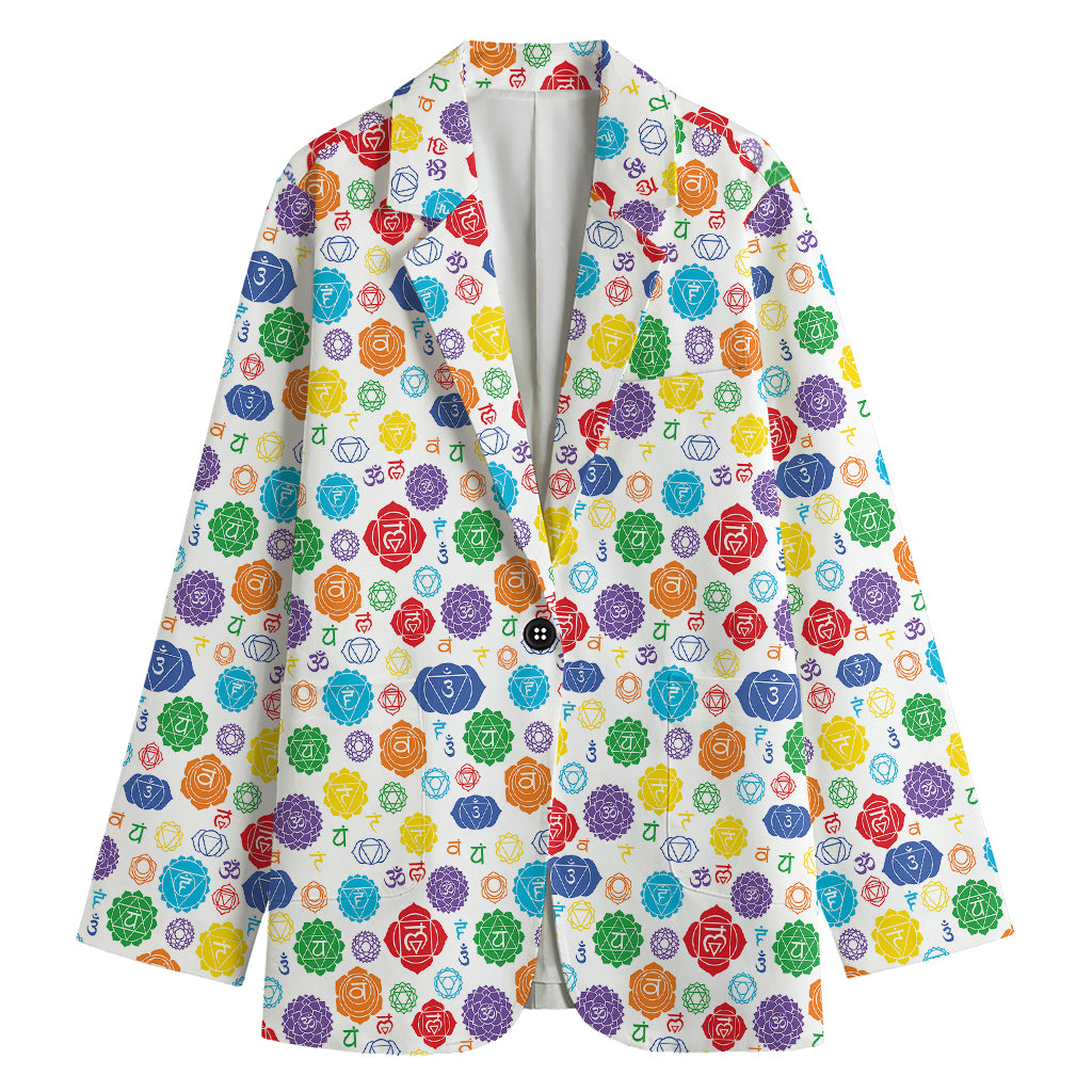 Seven Chakra Symbols Pattern Print Women's Cotton Blazer