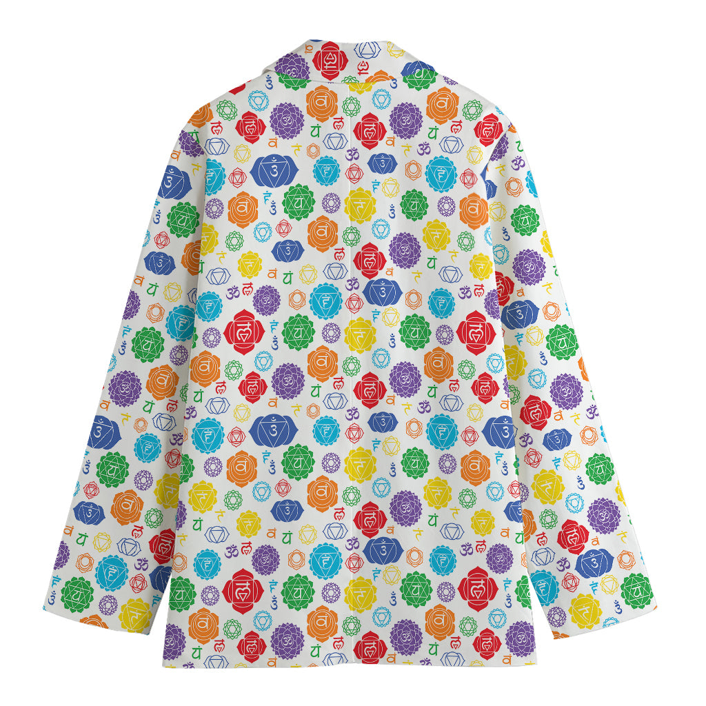 Seven Chakra Symbols Pattern Print Women's Cotton Blazer